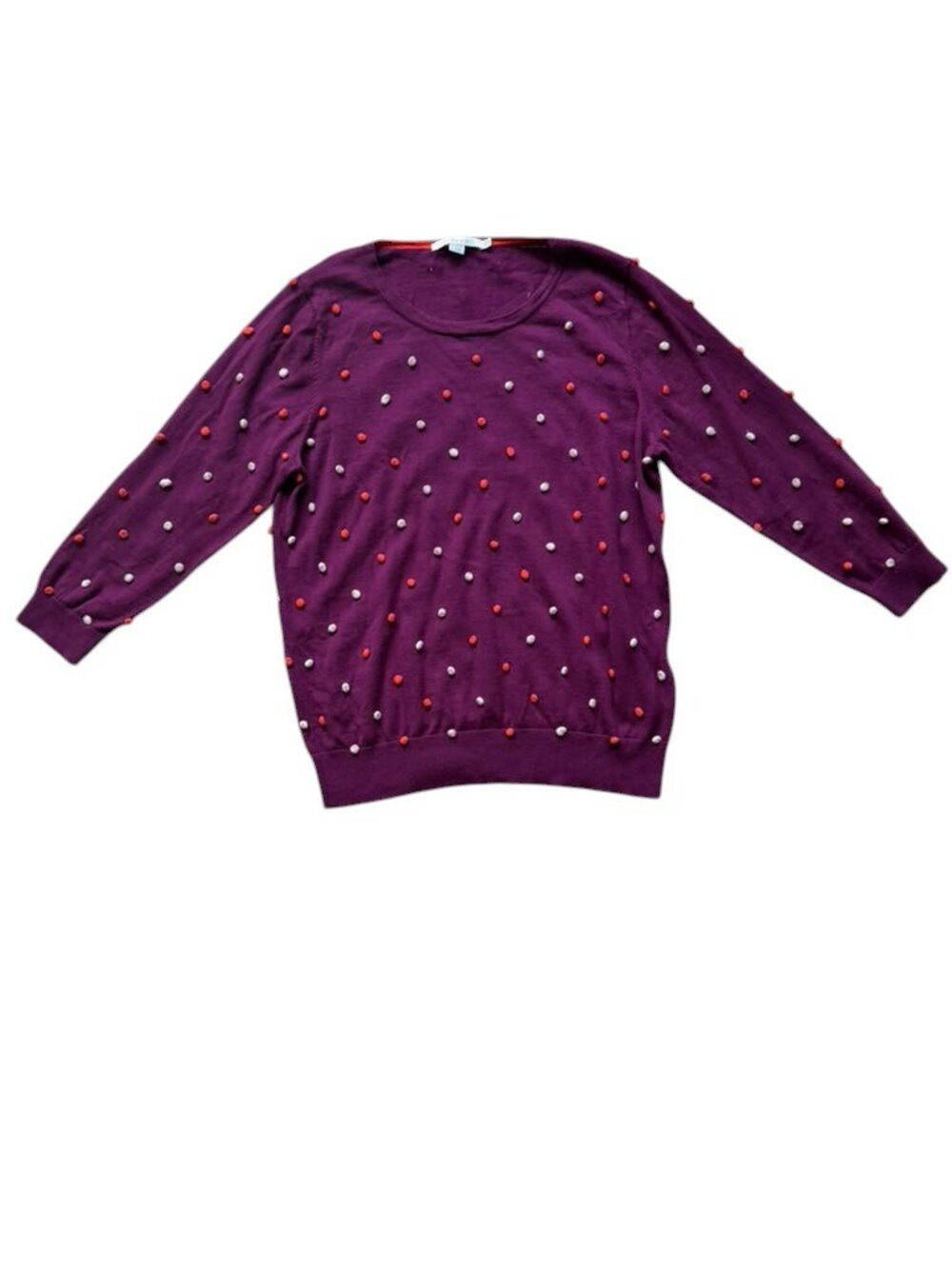 Boden Purple Pom Pom Bobble Knit Sweater Size 12.
